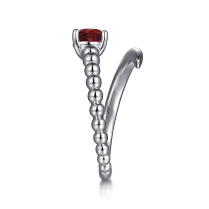 925 Sterling Silver Bujukan and Garnet Bypass Ring