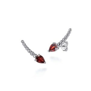 925 Sterling Silver Bujukan and Garnet Ear Climber Earrings