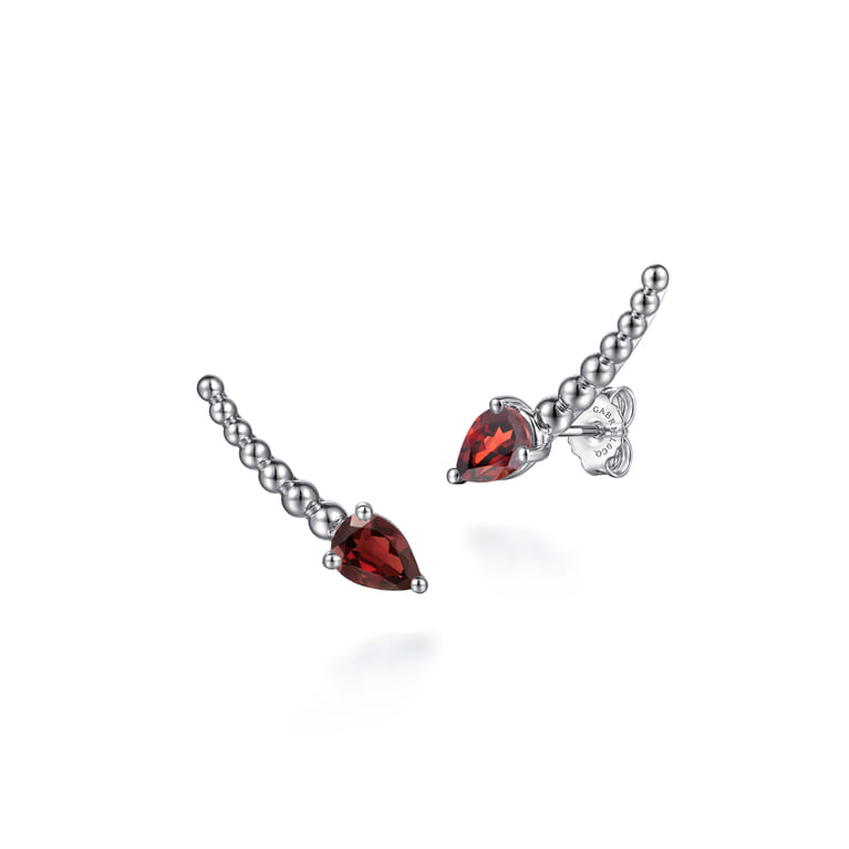 925 Sterling Silver Bujukan and Garnet Ear Climber Earrings - Shot 1