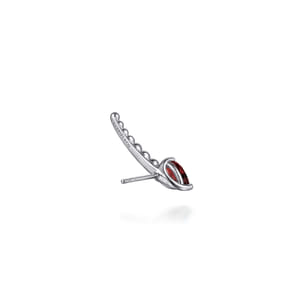 925 Sterling Silver Bujukan and Garnet Ear Climber Earrings