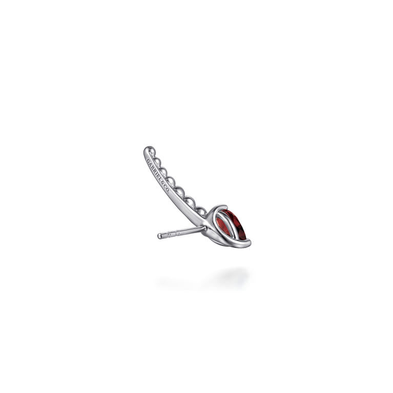 925 Sterling Silver Bujukan and Garnet Ear Climber Earrings - Shot 2