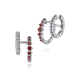 925 Sterling Silver Bujukan and Garnet Stuggies Earrings
