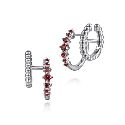 925 Sterling Silver Bujukan and Garnet Stuggies Earrings