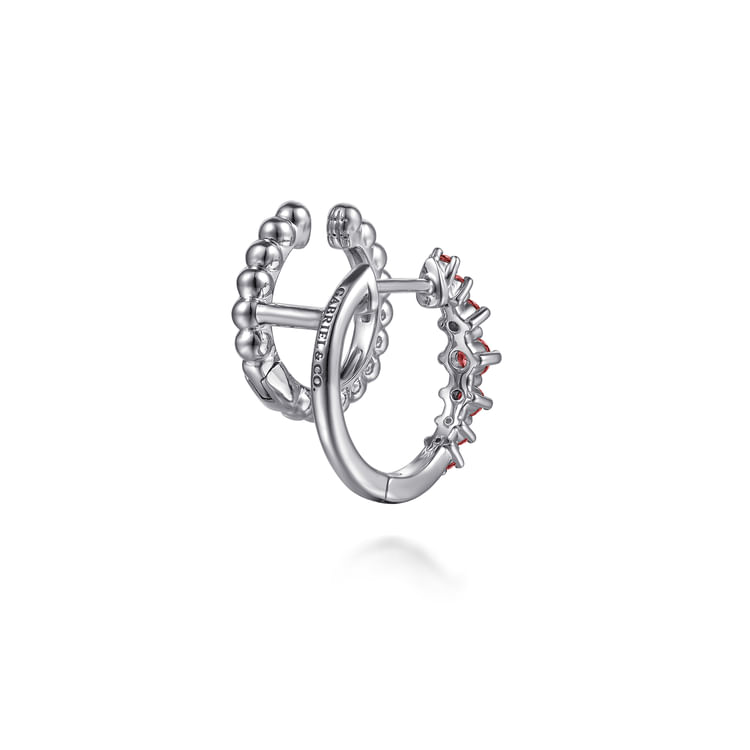 925 Sterling Silver Bujukan and Garnet Stuggies Earrings