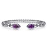 925 Sterling Silver Bujukan and Pear Shape Amethyst Split Bangle Bracelet