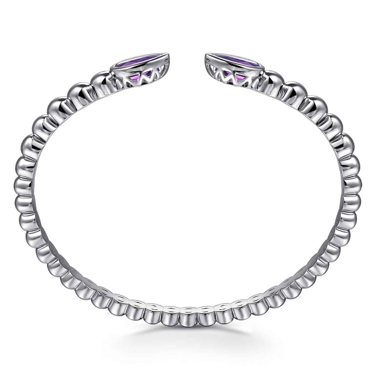 925 Sterling Silver Bujukan and Pear Shape Amethyst Split Bangle Bracelet - Shot 3