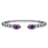 925 Sterling Silver Bujukan and Pear Shape Amethyst Split Bangle Bracelet