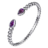 925 Sterling Silver Bujukan and Pear Shape Amethyst Split Bangle Bracelet