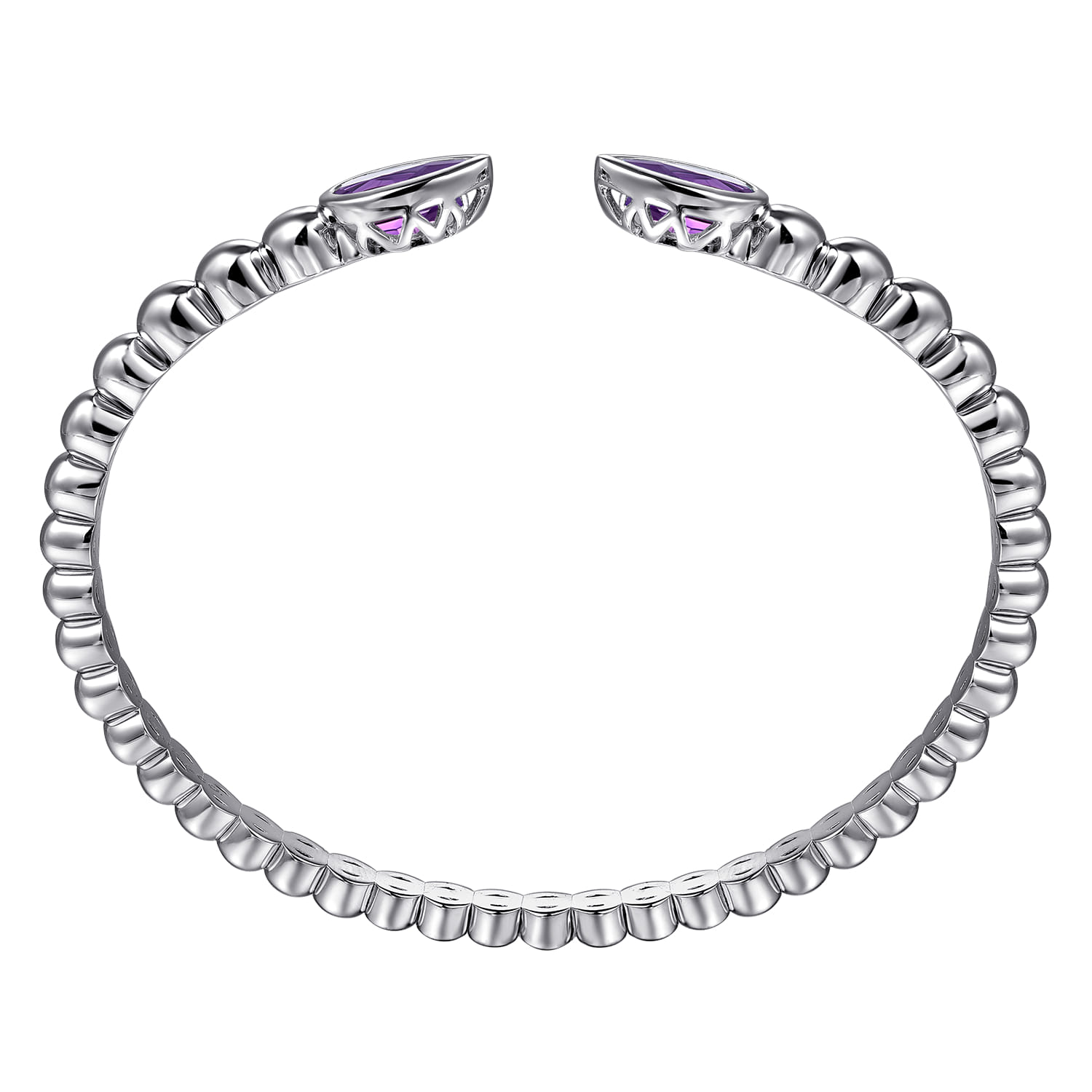 925 Sterling Silver Bujukan and Pear Shape Amethyst Split Bangle Bracelet - Shot 3