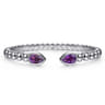 925 Sterling Silver Bujukan and Pear Shape Amethyst Split Bangle Bracelet