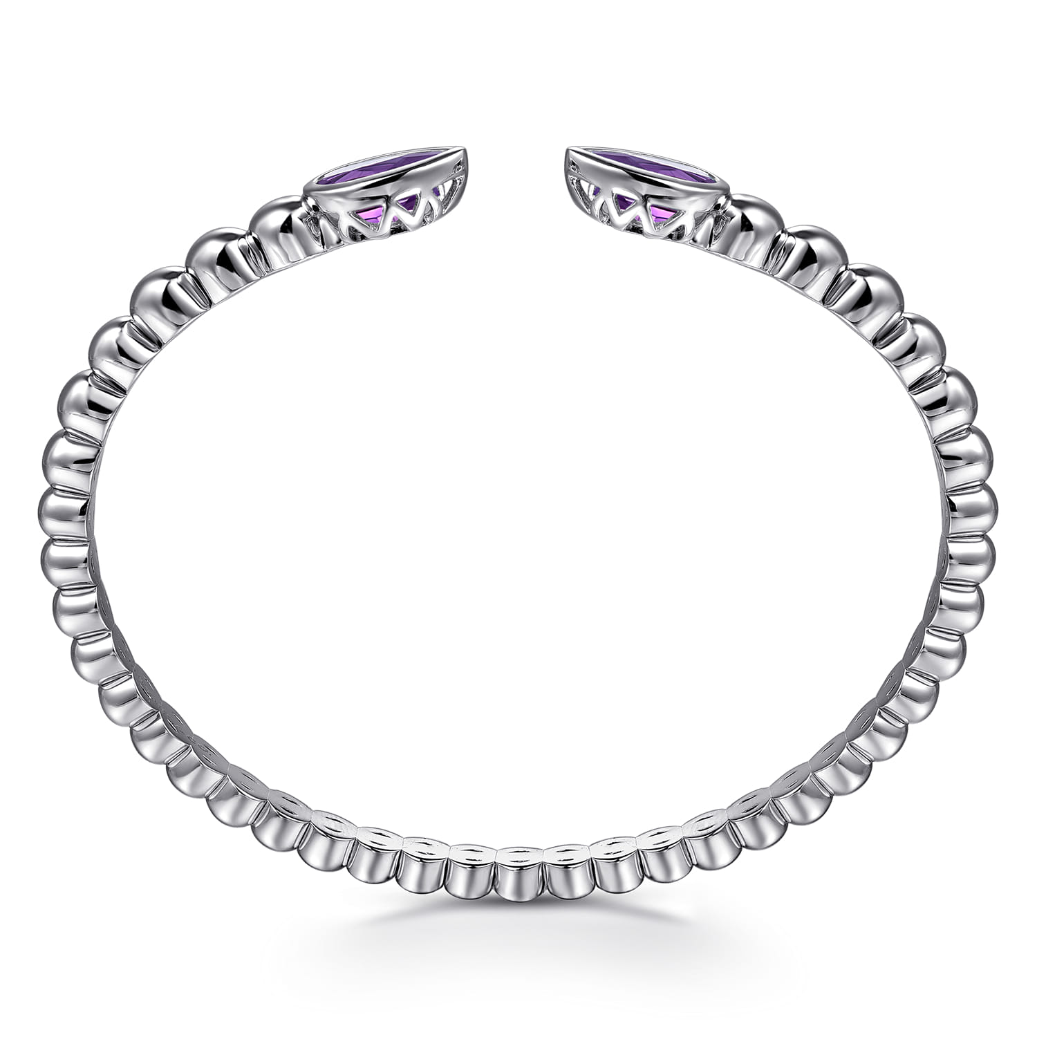 925 Sterling Silver Bujukan and Pear Shape Amethyst Split Bangle Bracelet - Shot 3