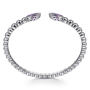 925 Sterling Silver Bujukan and Pear Shape Amethyst Split Bangle Bracelet