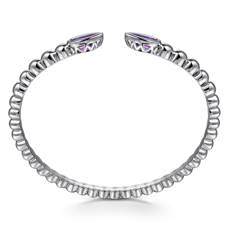 925 Sterling Silver Bujukan and Pear Shape Amethyst Split Bangle Bracelet - Shot 3