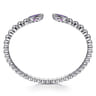 925 Sterling Silver Bujukan and Pear Shape Amethyst Split Bangle Bracelet