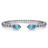 925 Sterling Silver Bujukan and Pear Shape Blue Topaz Split Bangle Bracelet