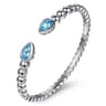 925 Sterling Silver Bujukan and Pear Shape Blue Topaz Split Bangle Bracelet