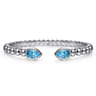 925 Sterling Silver Bujukan and Pear Shape Blue Topaz Split Bangle Bracelet