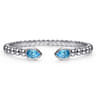 925 Sterling Silver Bujukan and Pear Shape Blue Topaz Split Bangle Bracelet