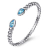 925 Sterling Silver Bujukan and Pear Shape Blue Topaz Split Bangle Bracelet
