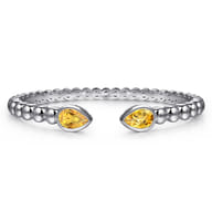 925 Sterling Silver Bujukan and Pear Shape Citrine Split Bangle Bracelet