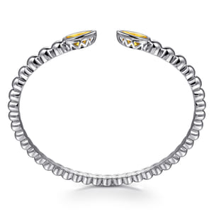 925 Sterling Silver Bujukan and Pear Shape Citrine Split Bangle Bracelet