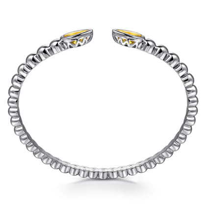 925 Sterling Silver Bujukan and Pear Shape Citrine Split Bangle Bracelet