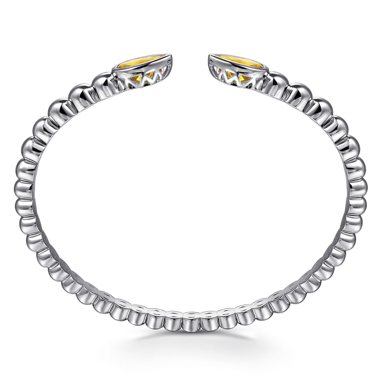 925 Sterling Silver Bujukan and Pear Shape Citrine Split Bangle Bracelet