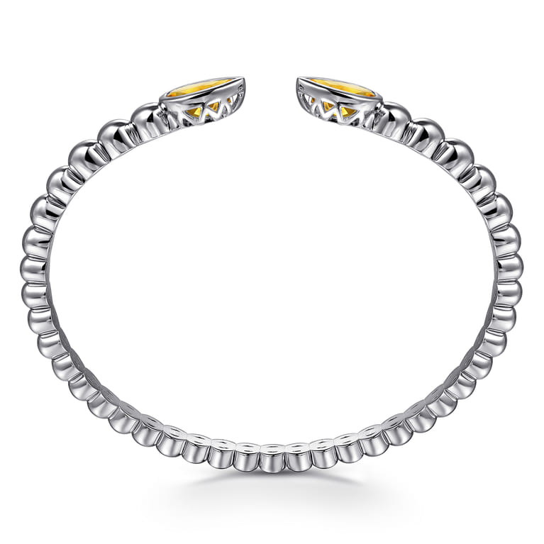 925 Sterling Silver Bujukan and Pear Shape Citrine Split Bangle Bracelet - Shot 3