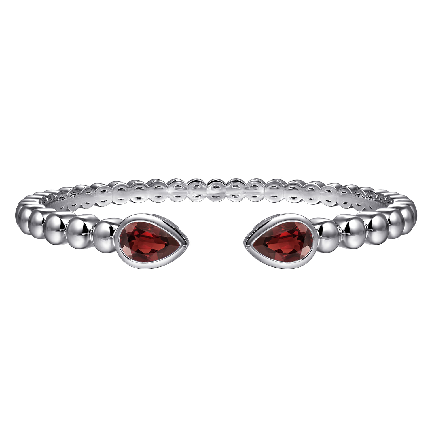 925 Sterling Silver Bujukan and Pear Shape Garnet Split Bangle Bracelet - Shot 1
