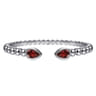 925 Sterling Silver Bujukan and Pear Shape Garnet Split Bangle Bracelet