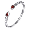 925 Sterling Silver Bujukan and Pear Shape Garnet Split Bangle Bracelet