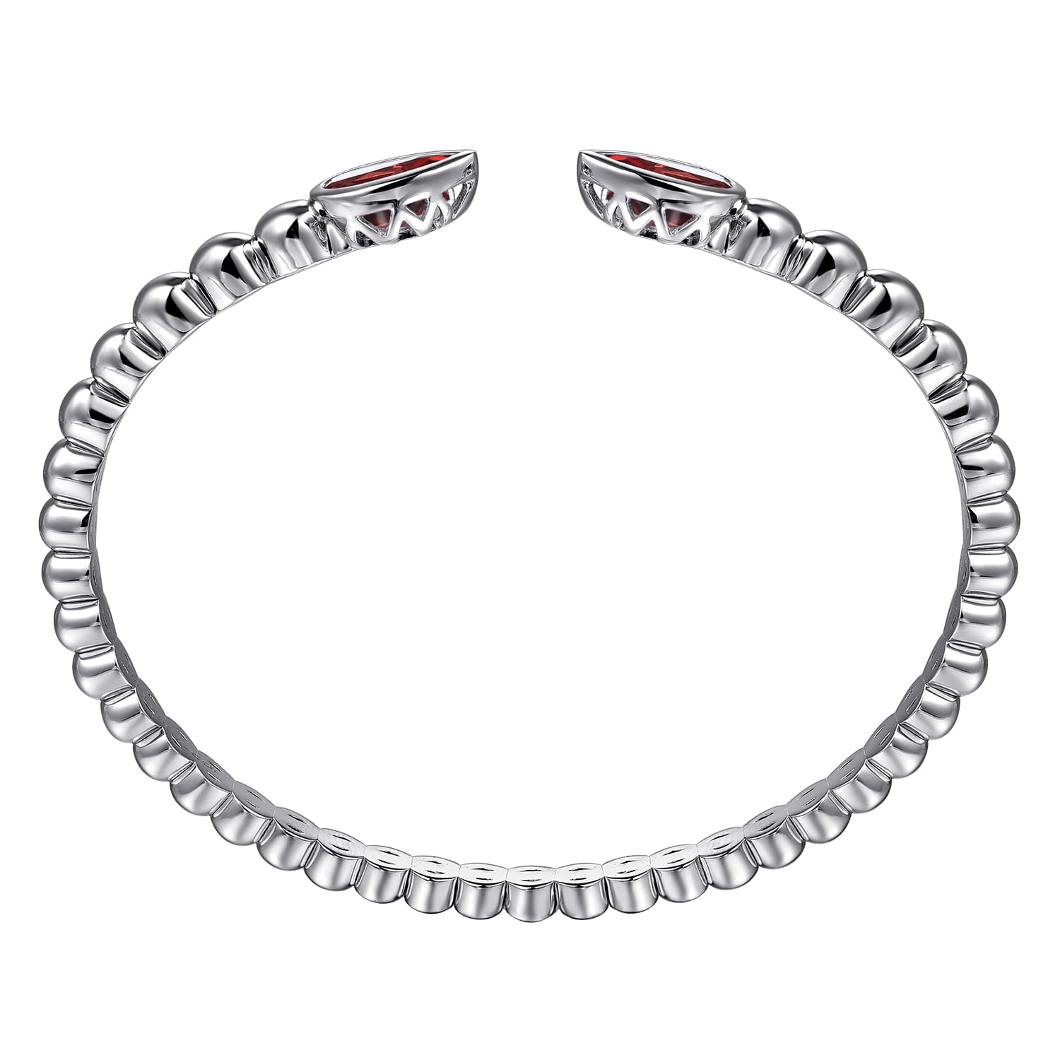 925 Sterling Silver Bujukan and Pear Shape Garnet Split Bangle Bracelet - Shot 3