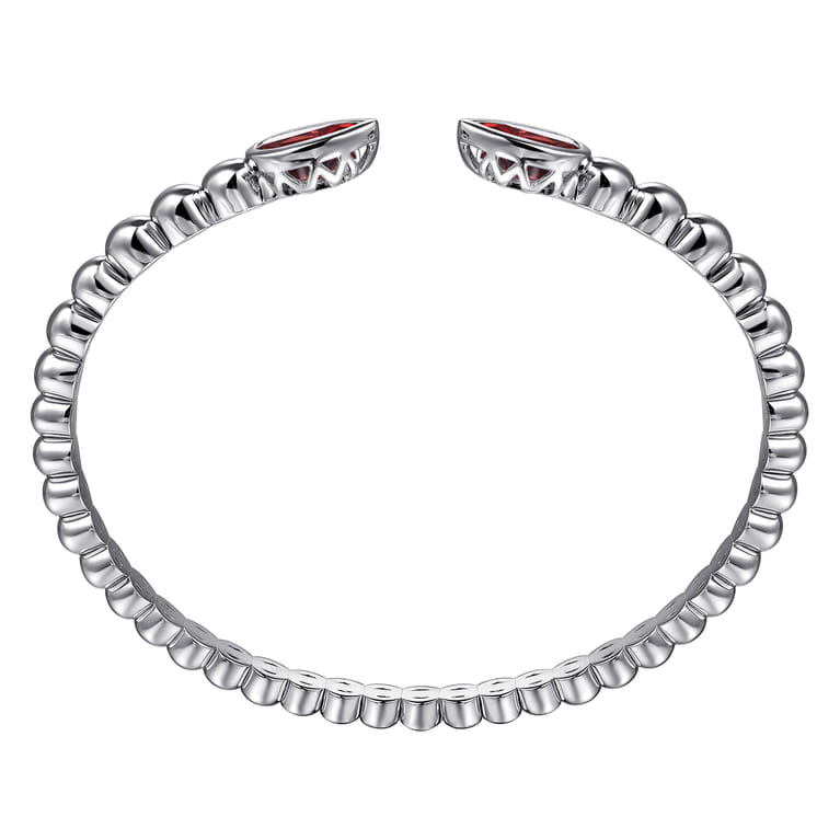 925 Sterling Silver Bujukan and Pear Shape Garnet Split Bangle Bracelet - Shot 3