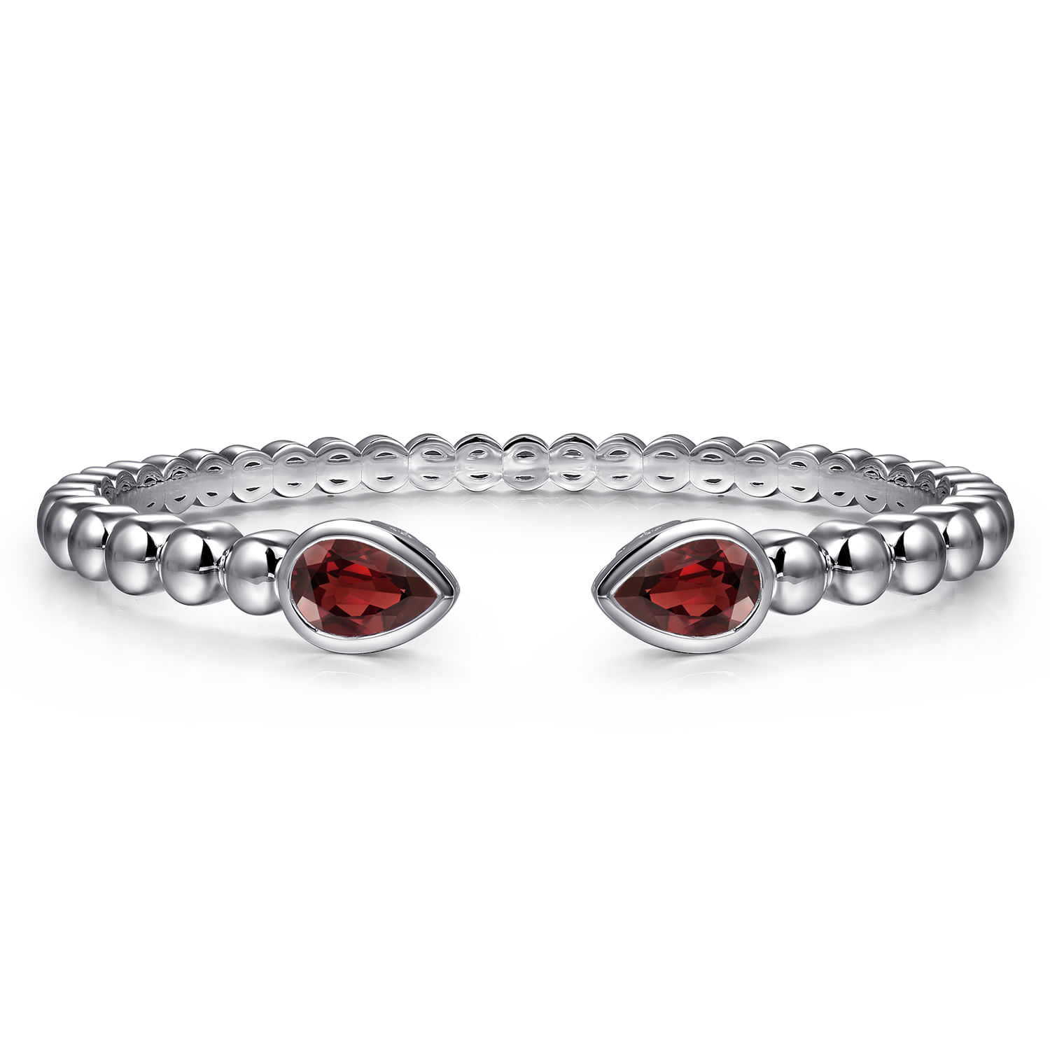 925 Sterling Silver Bujukan and Pear Shape Garnet Split Bangle Bracelet
