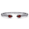 925 Sterling Silver Bujukan and Pear Shape Garnet Split Bangle Bracelet