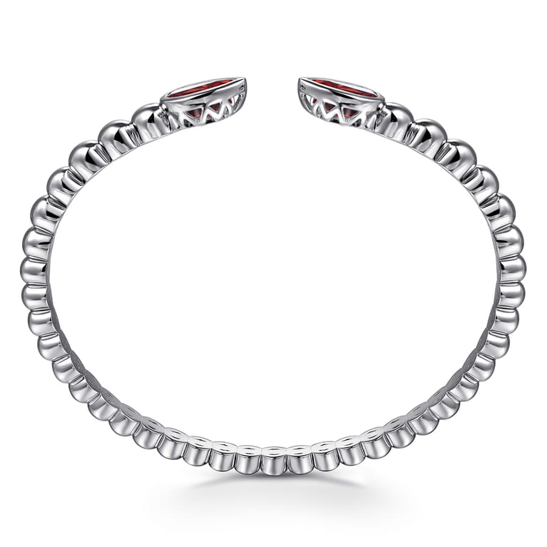 925 Sterling Silver Bujukan and Pear Shape Garnet Split Bangle Bracelet - Shot 3