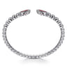 925 Sterling Silver Bujukan and Pear Shape Garnet Split Bangle Bracelet
