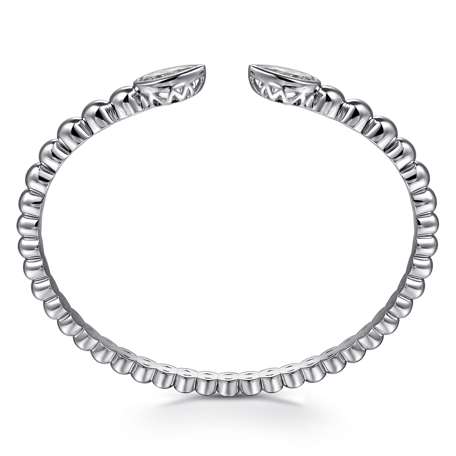 925 Sterling Silver Bujukan and Pear Shape Green Amethyst Split Bangle Bracelet - Shot 3