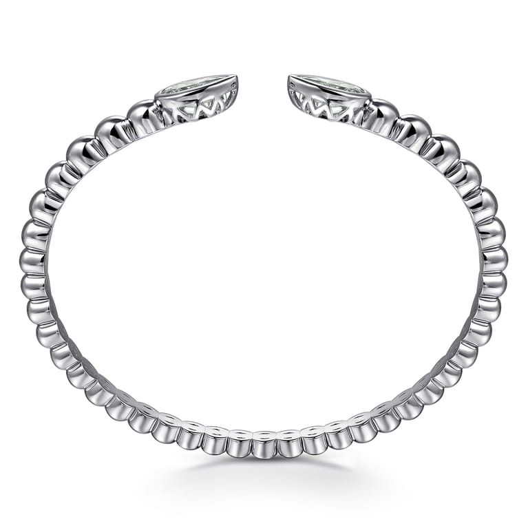 925 Sterling Silver Bujukan and Pear Shape Green Amethyst Split Bangle Bracelet - Shot 3