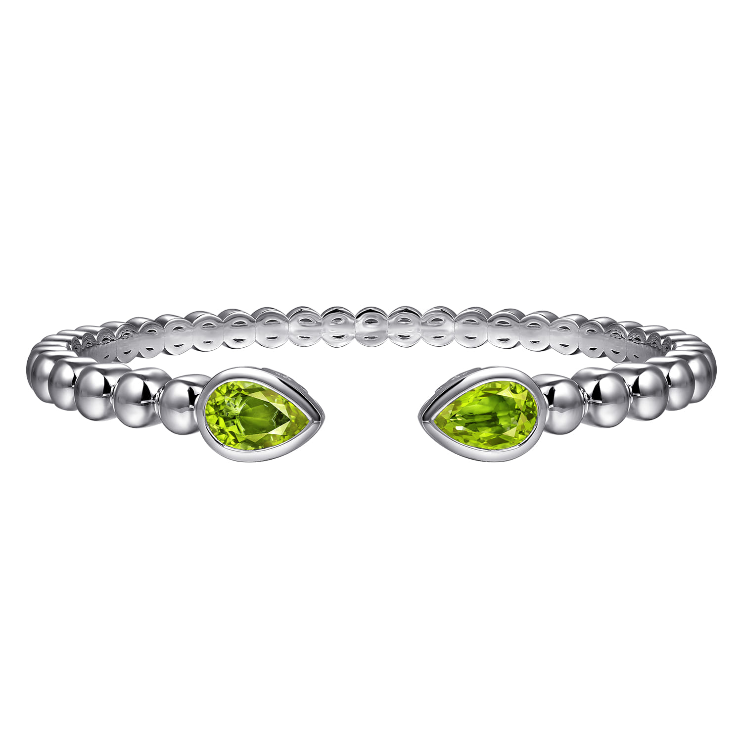 925 Sterling Silver Bujukan and Pear Shape Peridot Split Bangle Bracelet - Shot 1
