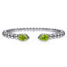 925 Sterling Silver Bujukan and Pear Shape Peridot Split Bangle Bracelet