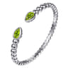 925 Sterling Silver Bujukan and Pear Shape Peridot Split Bangle Bracelet