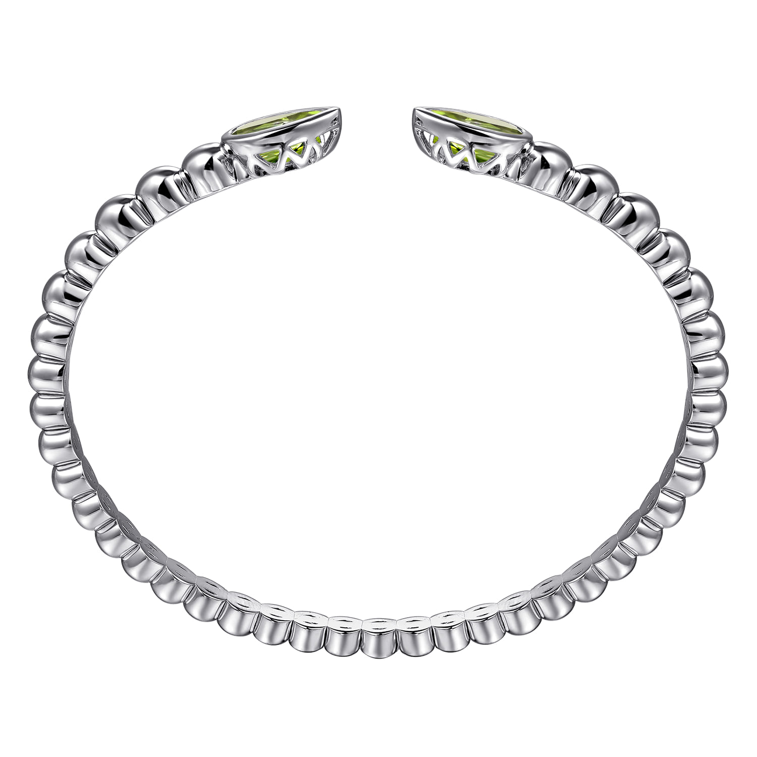 925 Sterling Silver Bujukan and Pear Shape Peridot Split Bangle Bracelet - Shot 3