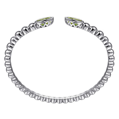 925 Sterling Silver Bujukan and Pear Shape Peridot Split Bangle Bracelet