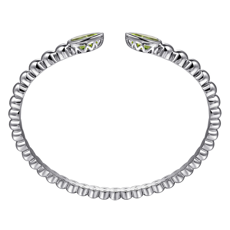 925 Sterling Silver Bujukan and Pear Shape Peridot Split Bangle Bracelet - Shot 3