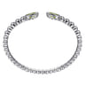 925 Sterling Silver Bujukan and Pear Shape Peridot Split Bangle Bracelet