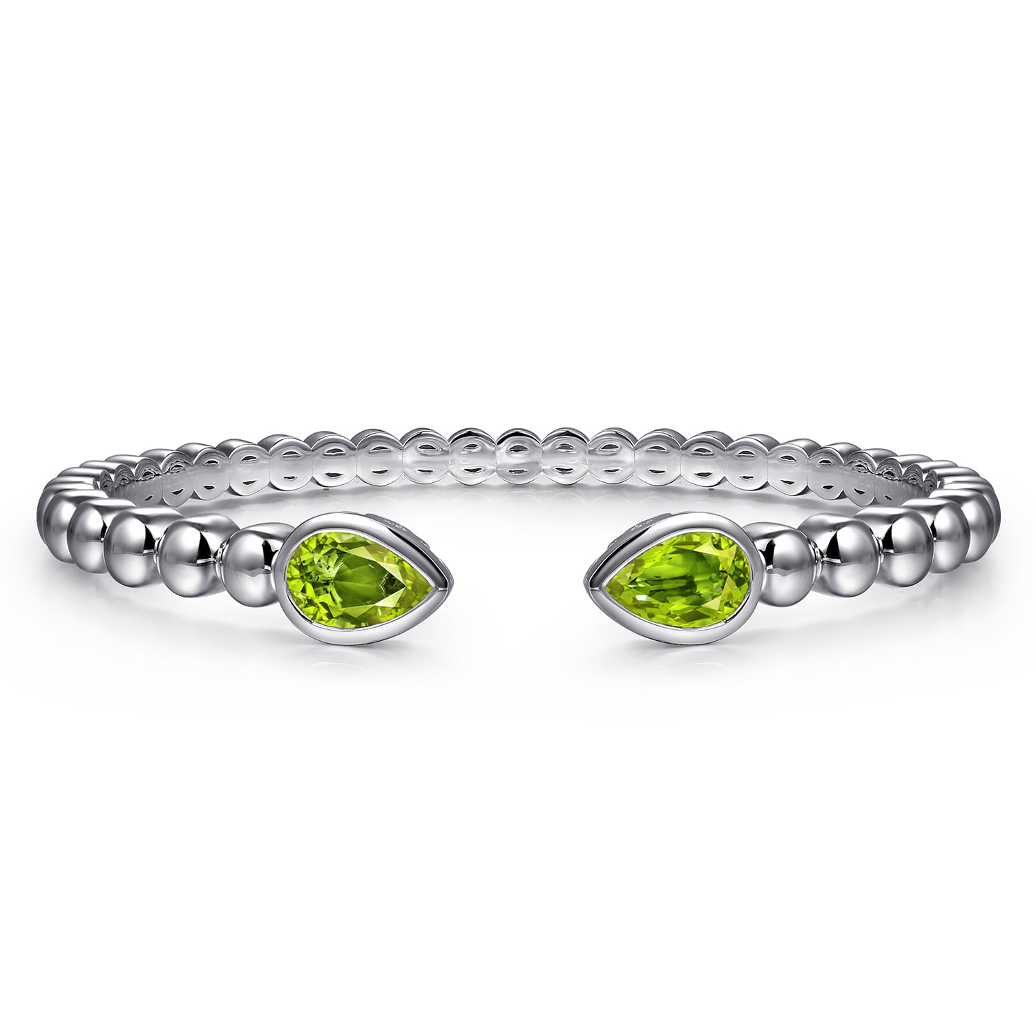 925 Sterling Silver Bujukan and Pear Shape Peridot Split Bangle Bracelet