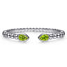 925 Sterling Silver Bujukan and Pear Shape Peridot Split Bangle Bracelet