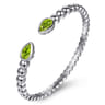 925 Sterling Silver Bujukan and Pear Shape Peridot Split Bangle Bracelet