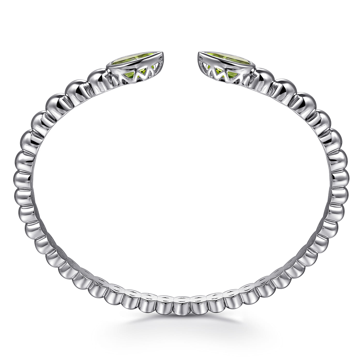 925 Sterling Silver Bujukan and Pear Shape Peridot Split Bangle Bracelet - Shot 3